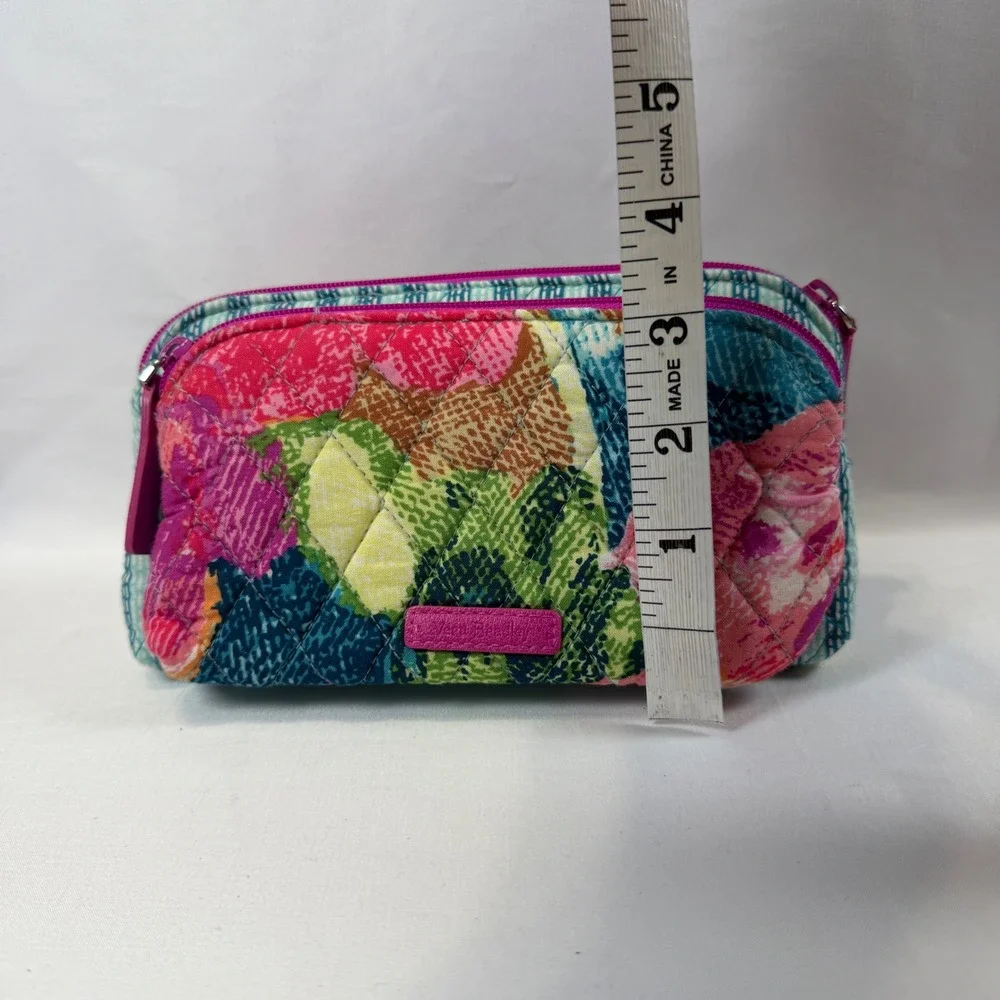 Vera Bradley Cosmetic Pouch Women Small Multicolor Quilted Floral Double Zip Bag